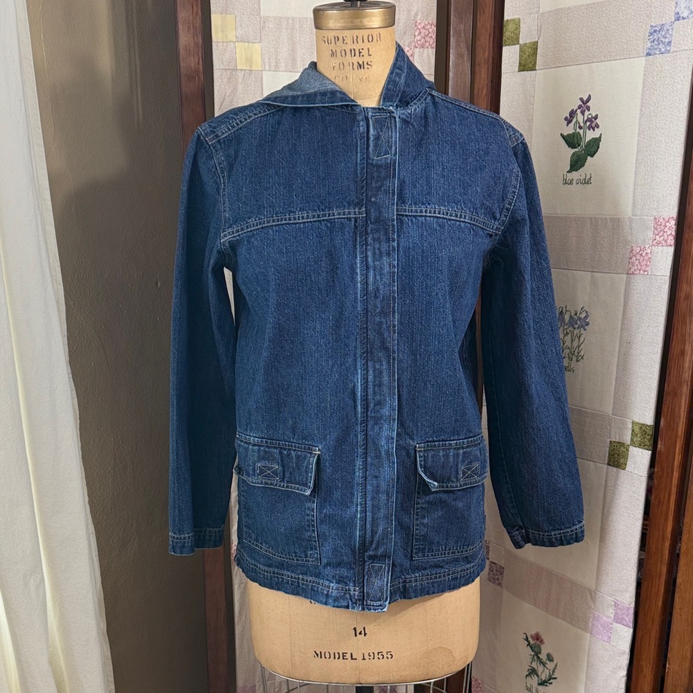 Vintage BLASSPORT Denim Hooded Jacket | 1990s Zip-Front Utility Jean Jacket